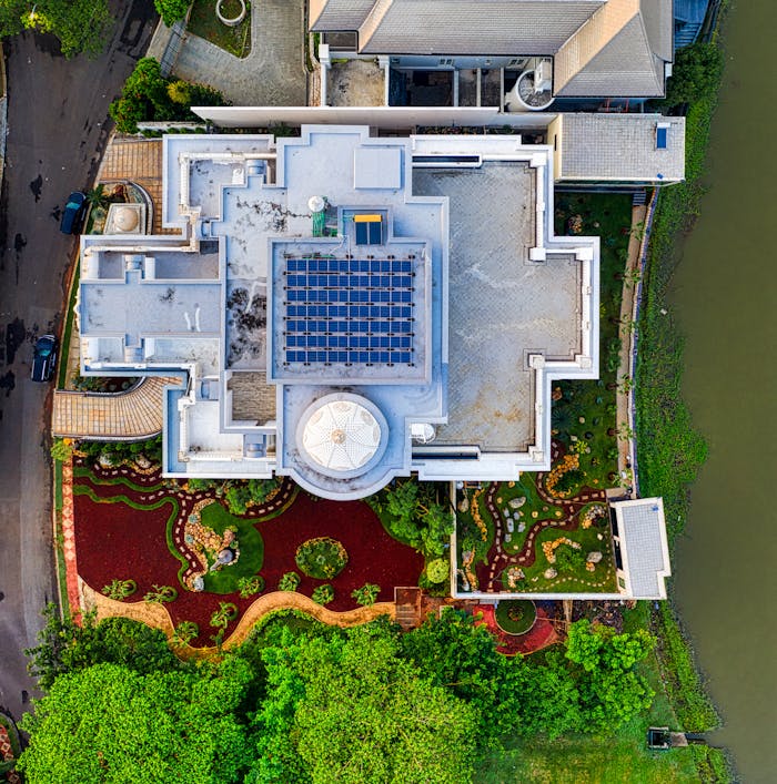 Drone Shot of a Mansion on a Coast